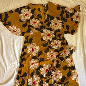 Glam Mustard and Black Floral Dress